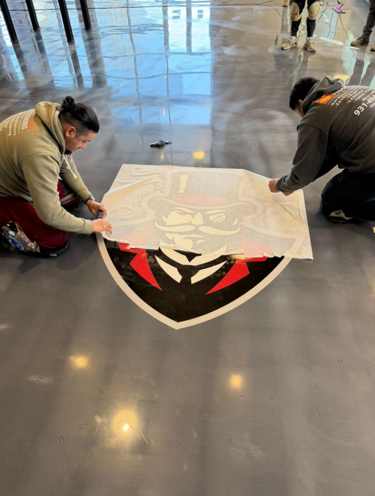Commercial floor logo installation